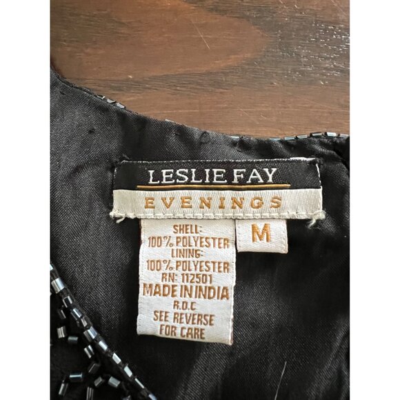Vintage Leslie Fay Evenings Beaded Black Formal Blouse Women's Medium - Picture 6 of 8